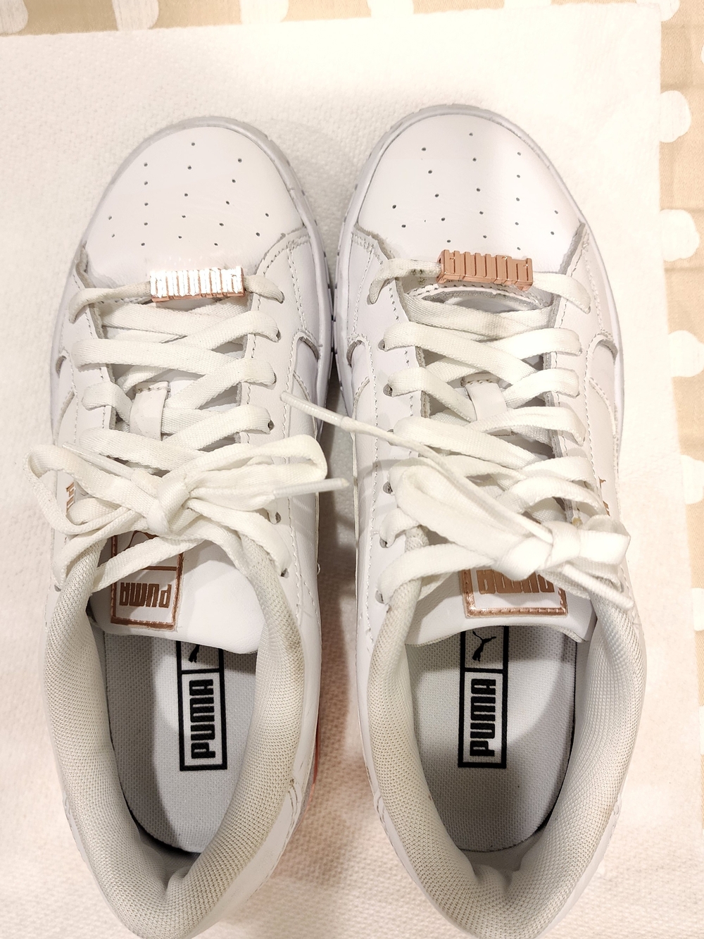 Puma White Sneakers with Rose Gold Accents